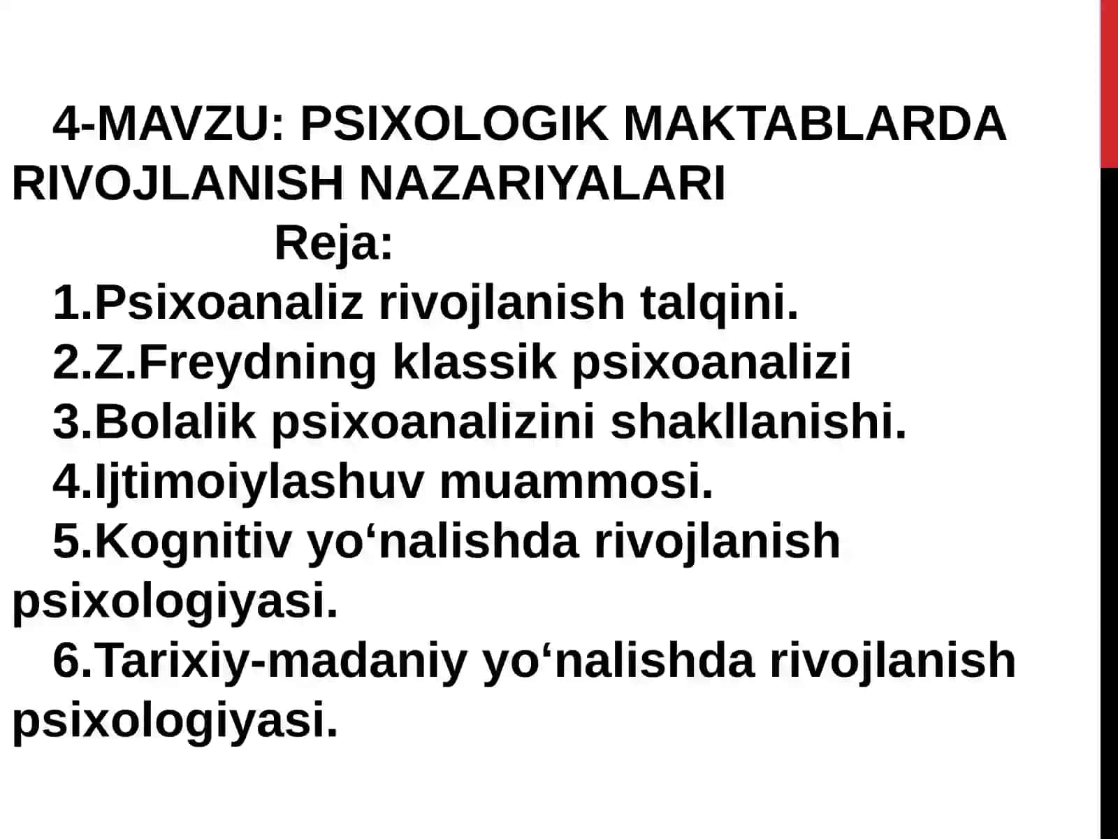 PSIXOLOGIK MAKTABLARDA RIVOJLANISH NAZARIYALARI 2