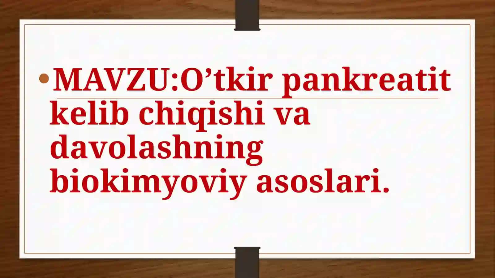 O'tkir pankreatit kеlib chiqishi va davоlashning biоkimyoviy asоslari 2