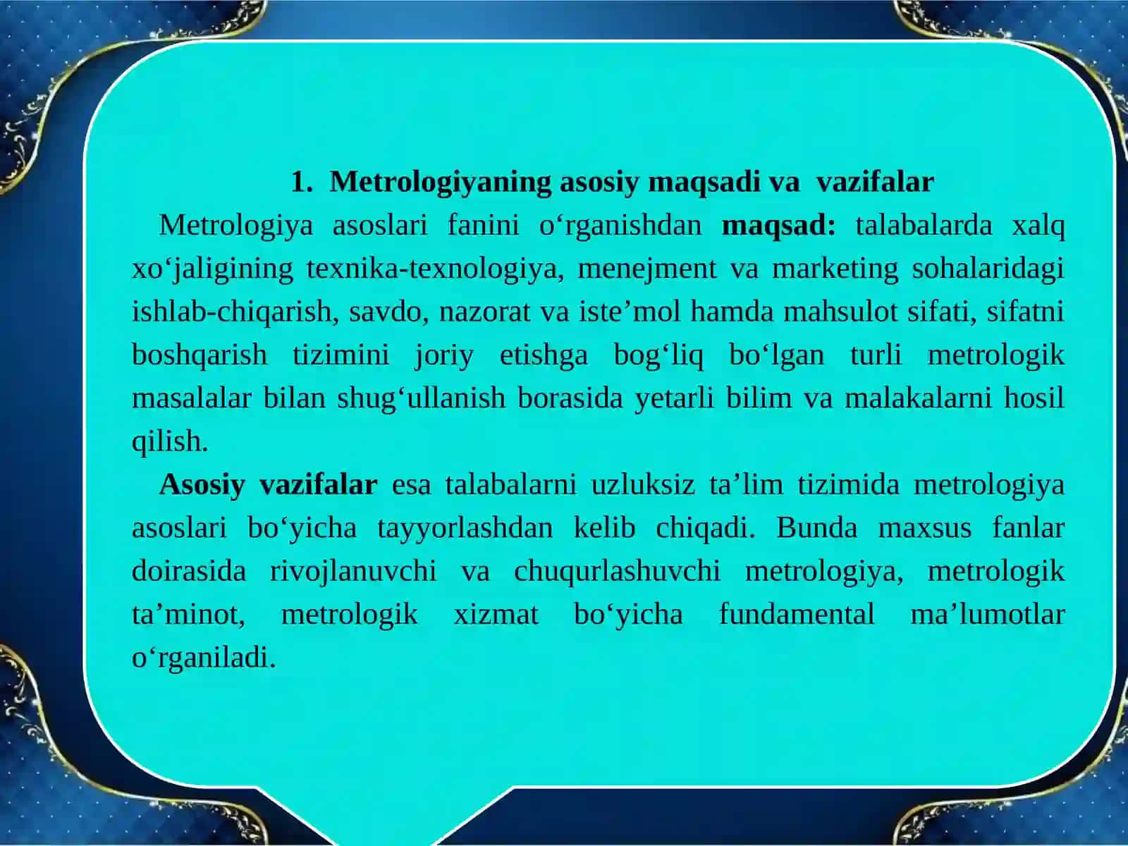 Metrologiya asosiy atama va tushunchalari 2