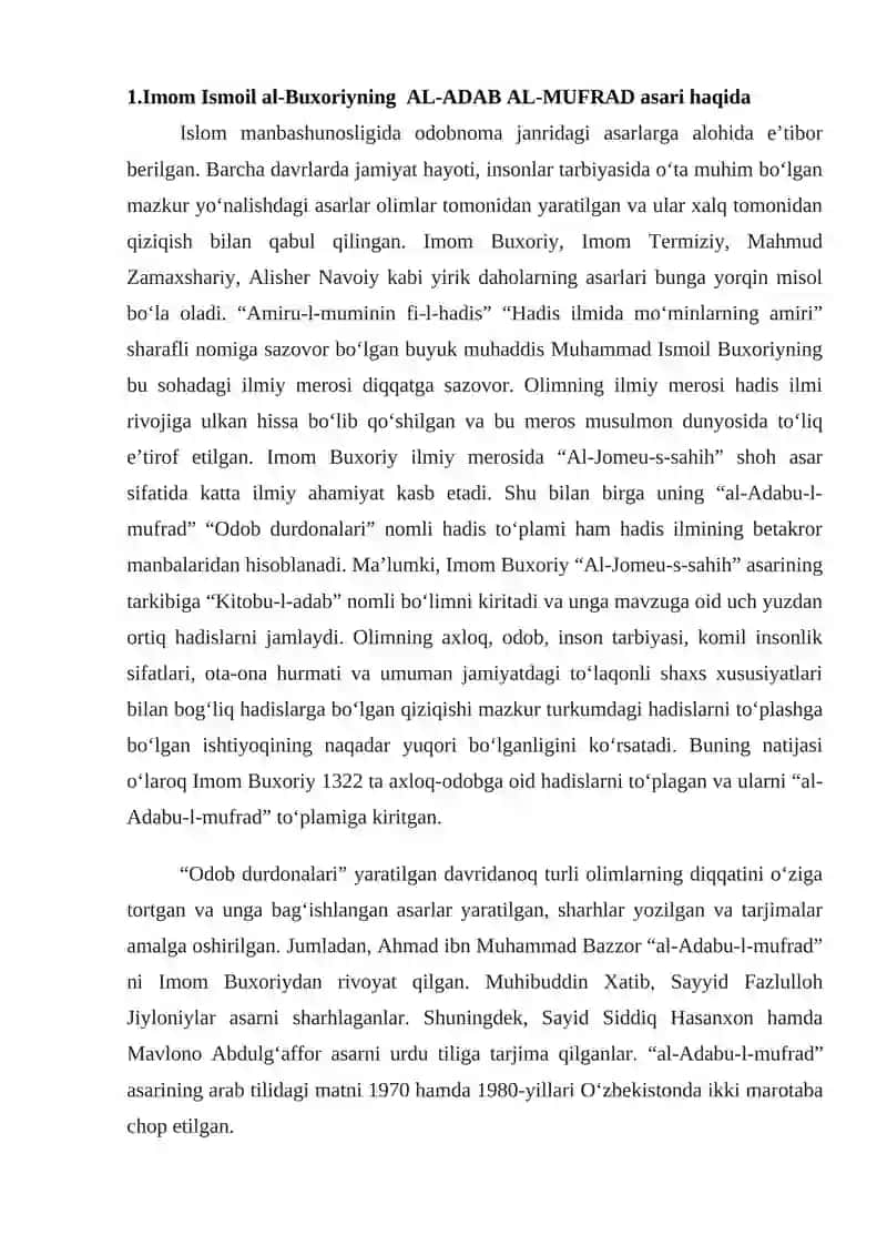 Adab durdonalari asarida hayvonot olamiga oid munosabatlar baytlarini o’rganish 2