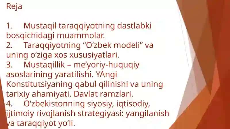 O‘zbekistonning o‘ziga xos istiqlol va taraqqiyot yo‘li 2
