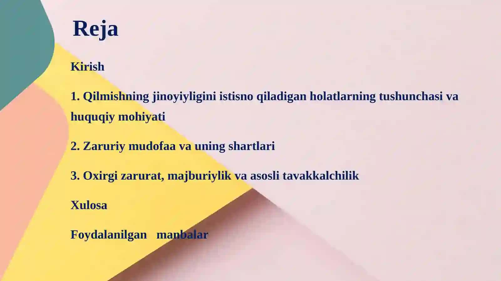 Qilmishning jinoyiyligini istisnoqiladigan holatlar 2