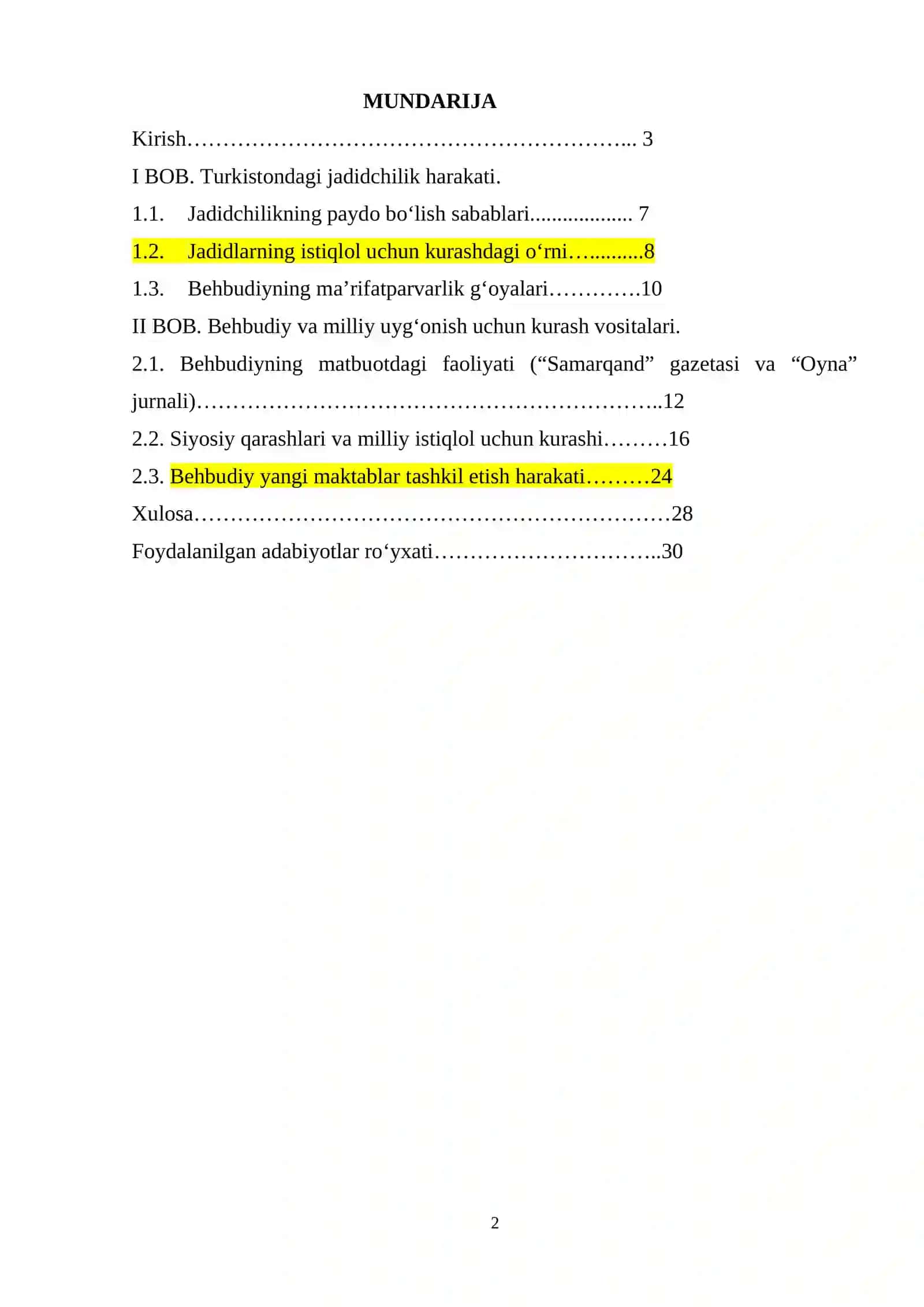 Istiqlol uchun kurashgan milliy taraqqiyparvarlar (Behbudiy faoliyati misolida) 2