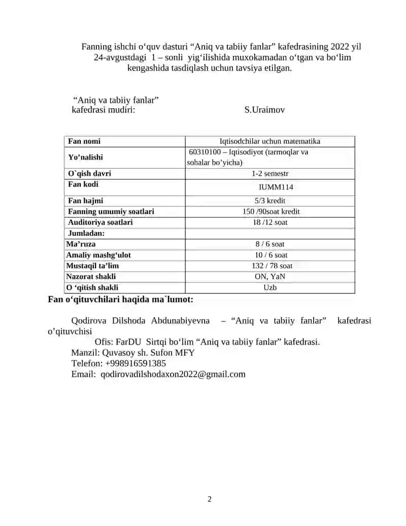 Iqtisodchilar uchun matematika 2