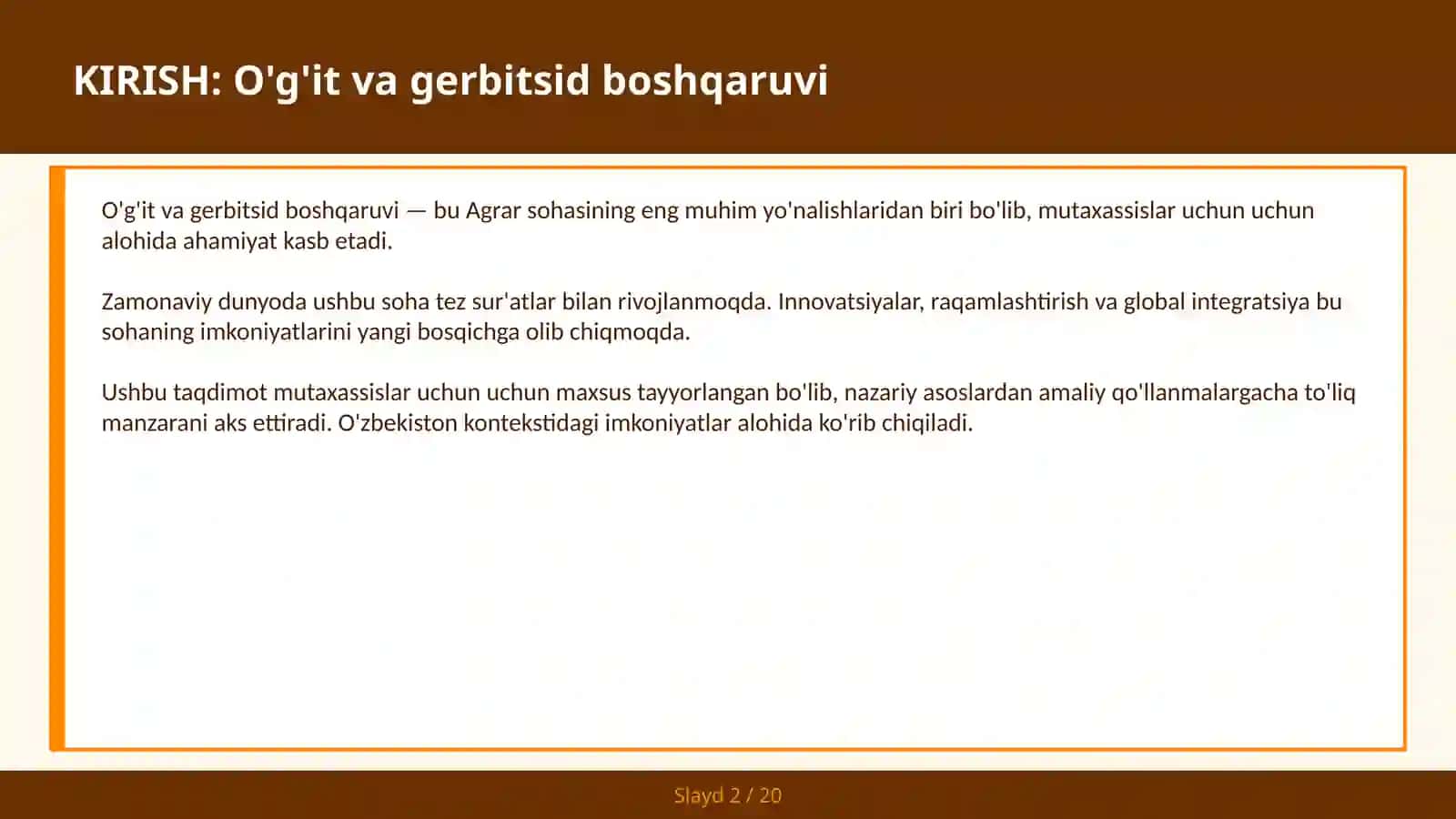 O'g'it va gerbitsid boshqaruv 2