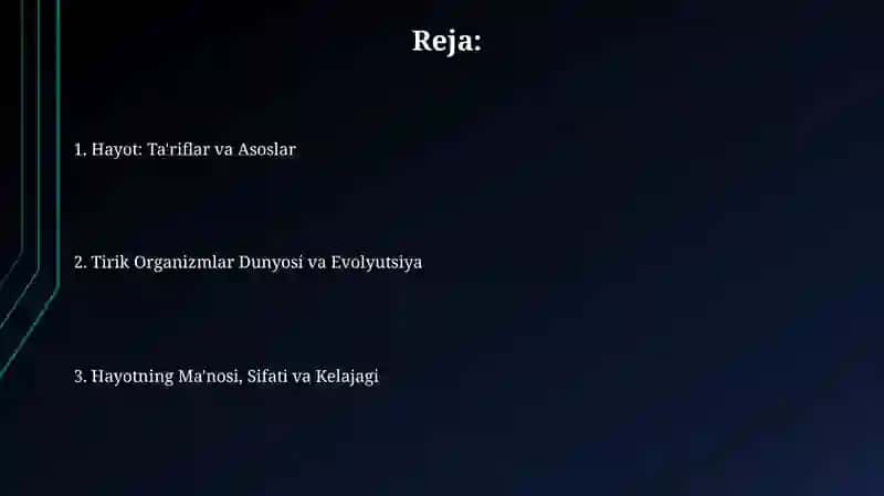 Hayot: Ta'riflar va Asoslar 2