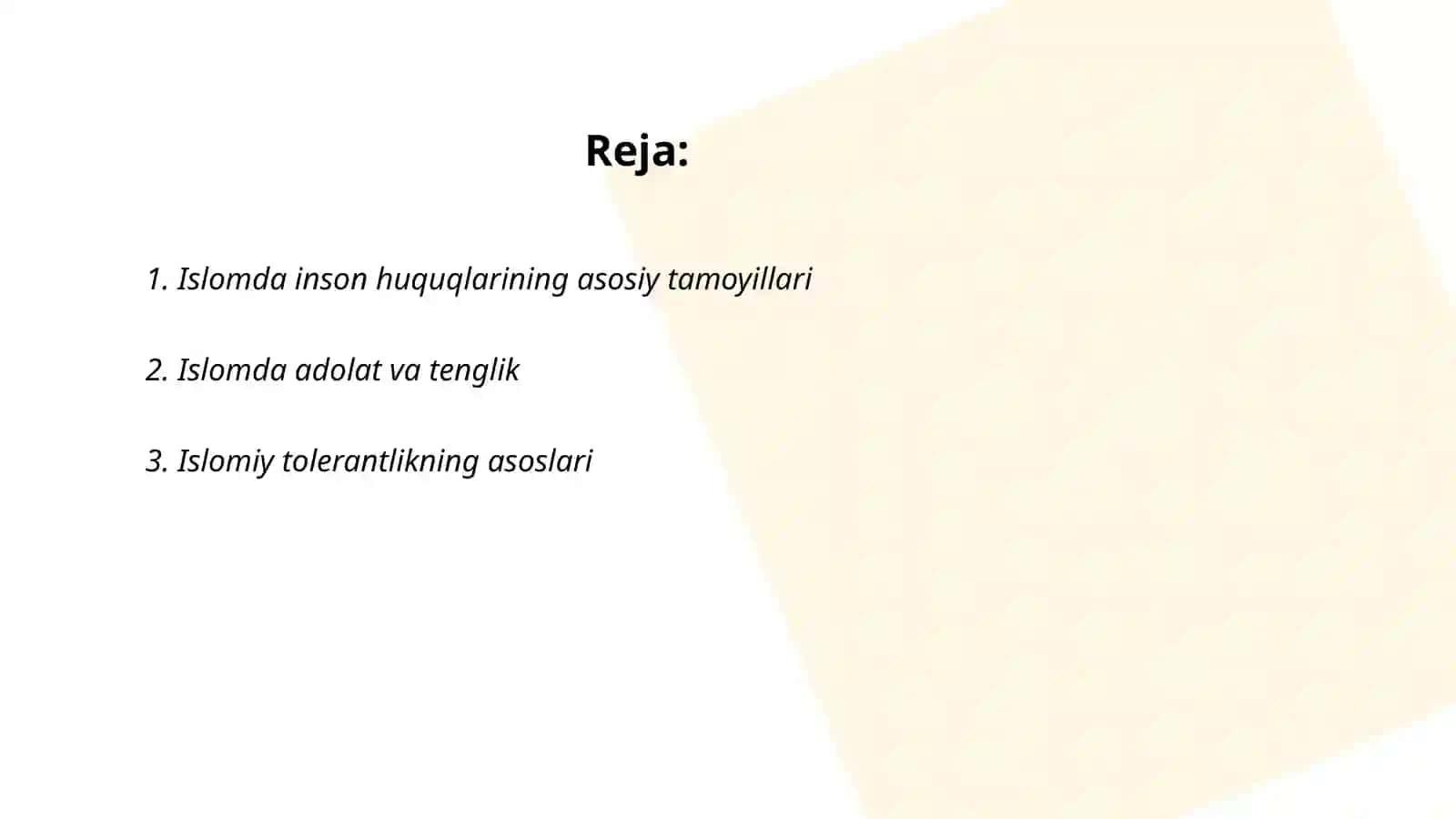 Islomda inson xuquqlari himoyasi,ijtimoiy,tenglik,adolat va tolerantik 2