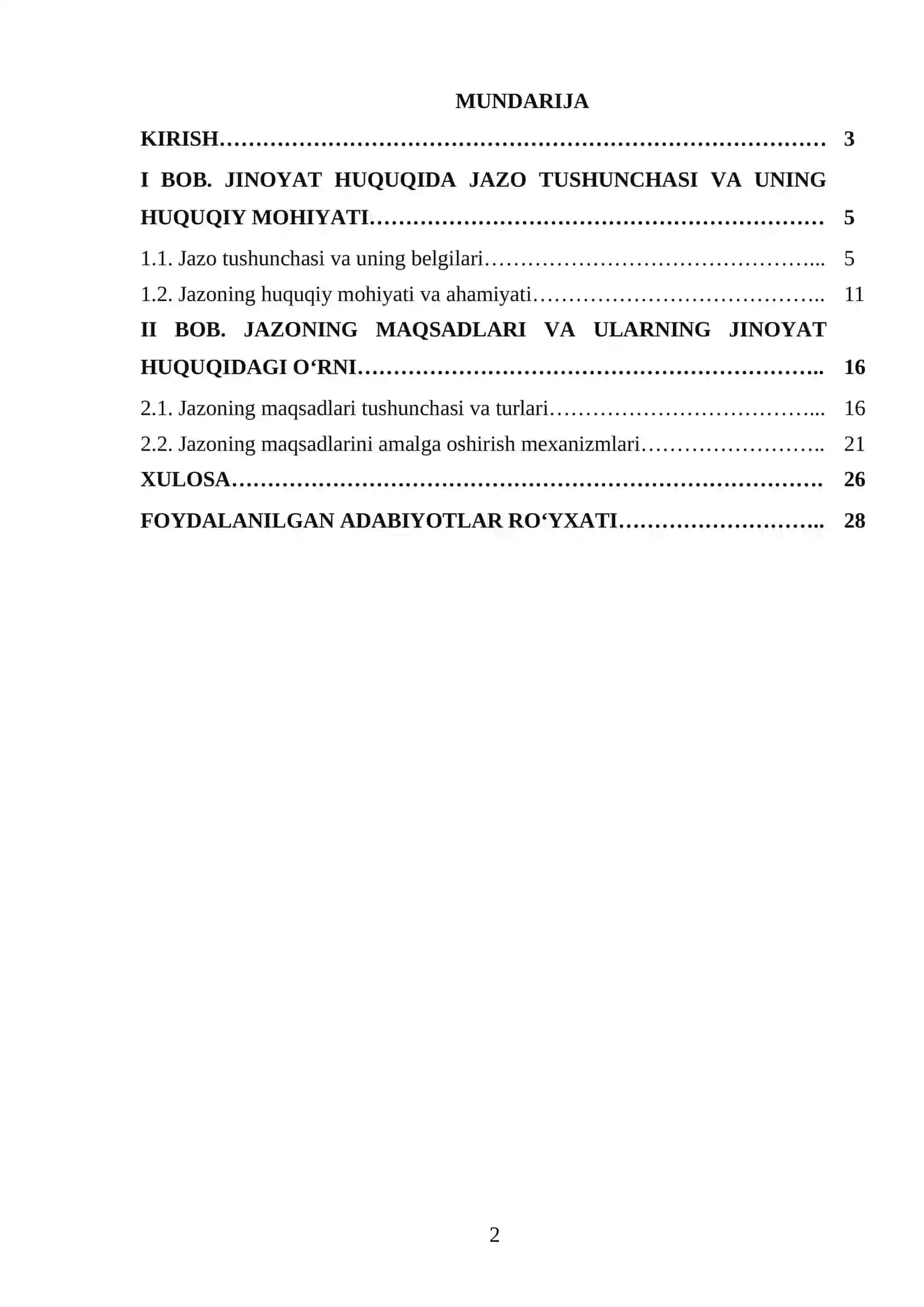 O‘zbekiston Respublikasi jinoyat huquqida jazo tushunchasi va maqsadlari 2