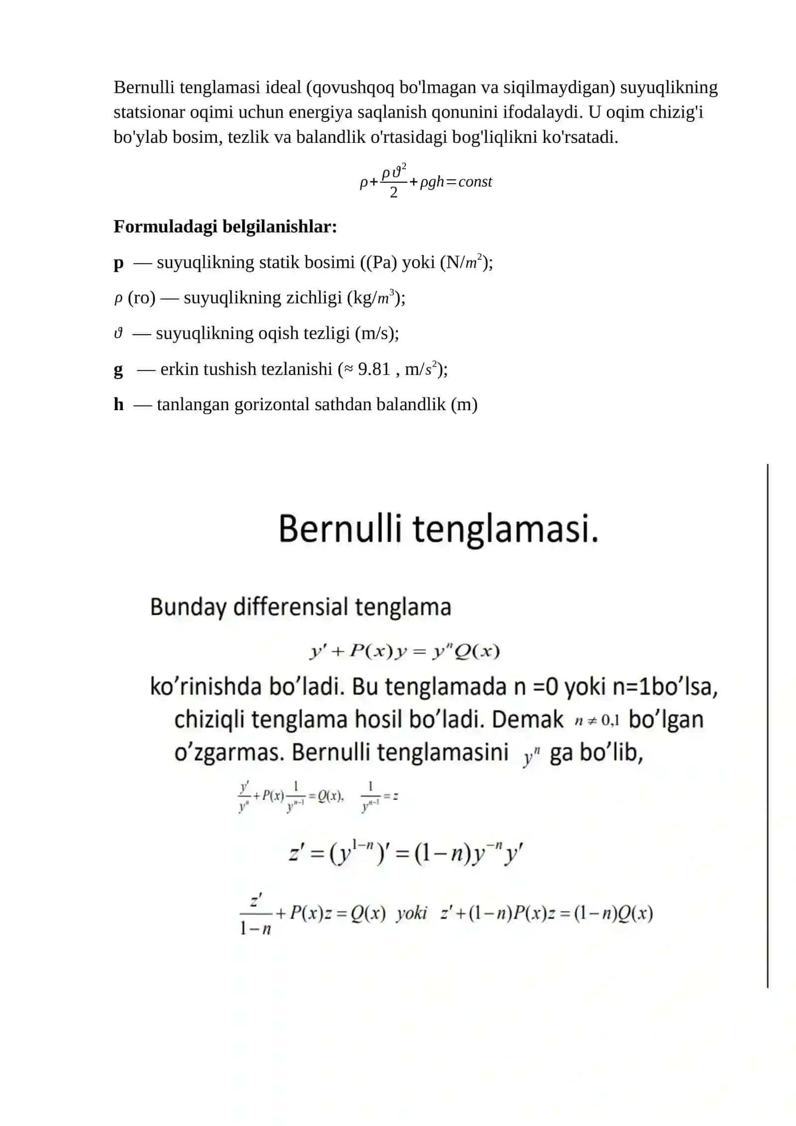 Birinchi tartibli chiziqli differensial tenglamalar.(Bernulli usuli) 2