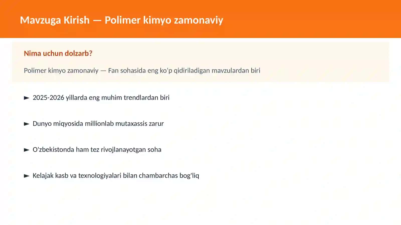 Polimеr kimyo zamonaviy 2