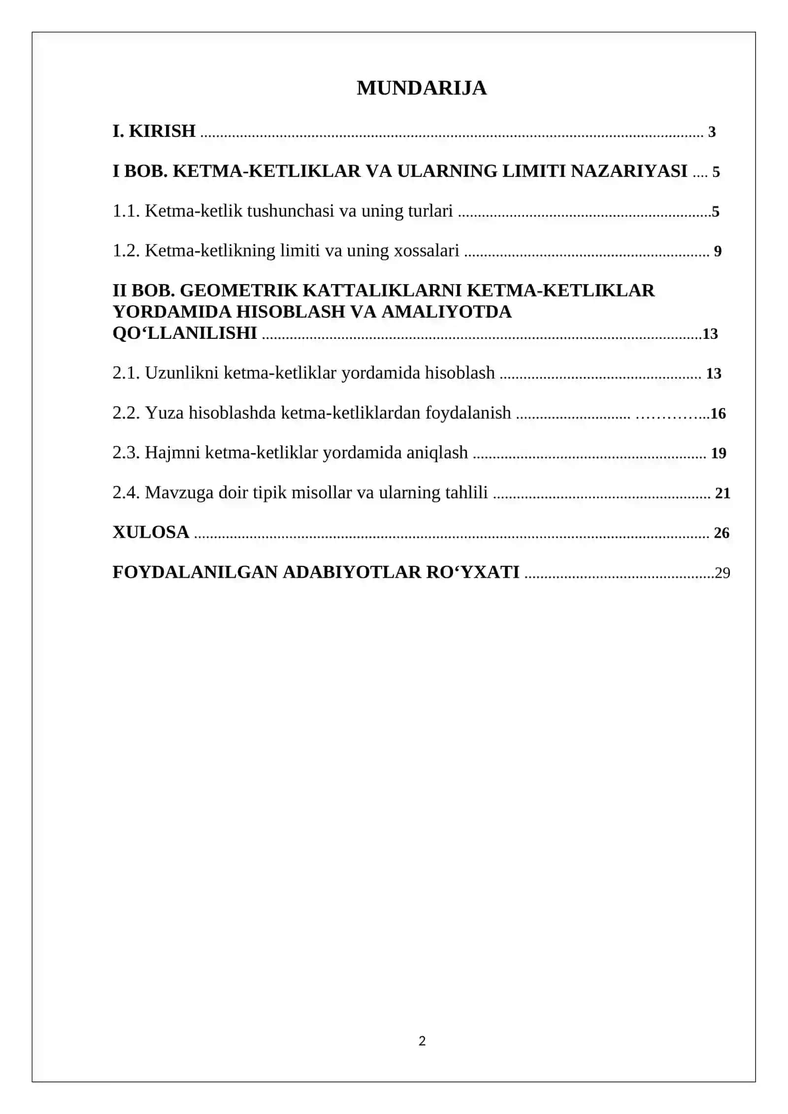Ketma-ketliklarning geometrik kattaliklarni hisoblashga tadbiqi 2