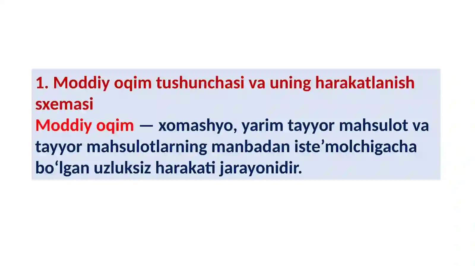 3-mavzu.Logistikada materiallarni boshqarish vataqsimotni tashkil qilish 2