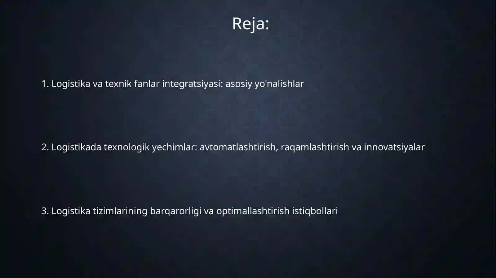 Logistikaning texnika va texnologiya fanlari bilan oʻzaro aloqadorligi 2