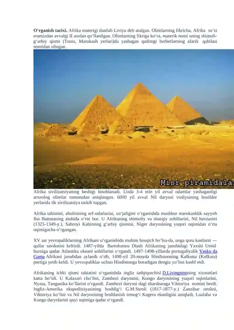 Afrika materigining geografik o‘rni va o‘rganilish tarixi 2