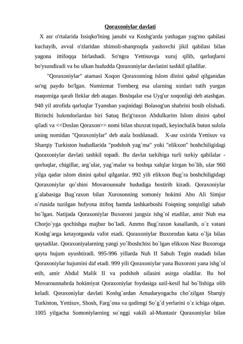 QORAXONIYLAR DAVRIDA DAVLAT BOSHQARUV TARTIBI 2
