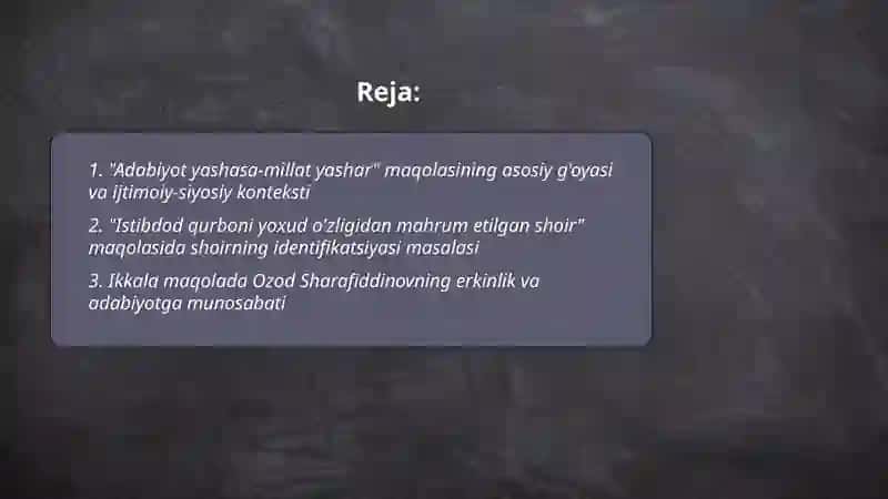 Adabiyot yashasa-millat yashar, Istibdod qurboni yoxud o'zligidan mahrum etilgan shoir 2