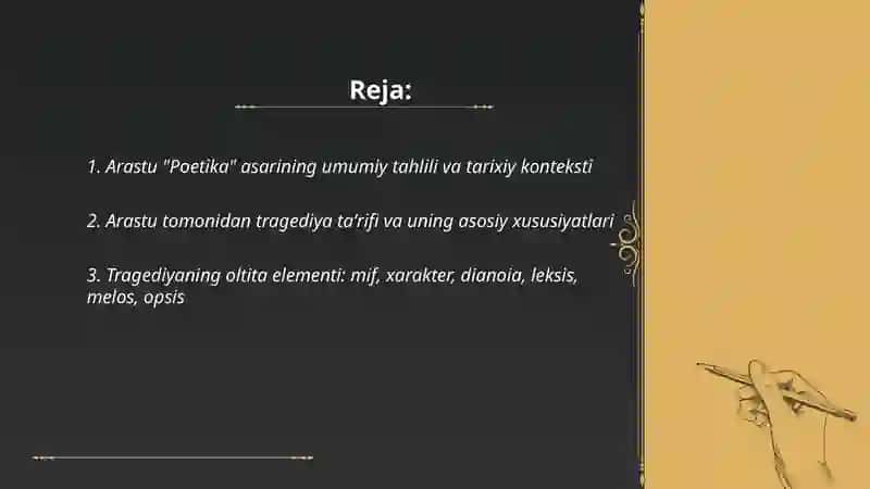 Arastu "Poetika"sining oʻrganilishi 2