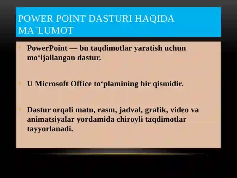 Pover point dasturi haqida 2