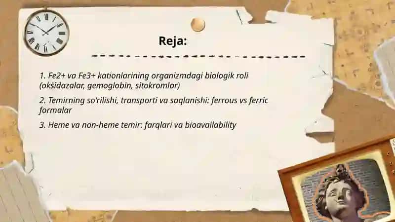 FE+2 VA FE +3 KATIONLARINI ORGANIZMDAGI AHAMIYATI, TIBBIYOTDA QOʻLLANILISHI VA DORI VOSITALARI TARKIBIDA SIFAT HAMDA MIQDORINI ANIQLASH 2