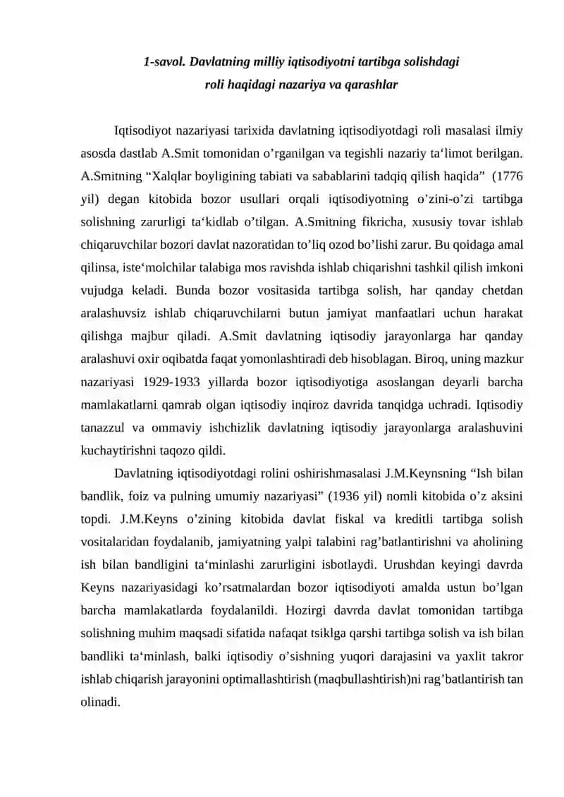 Davlatning milliy iqtisodiyotni tartibga solishdagi roli 2