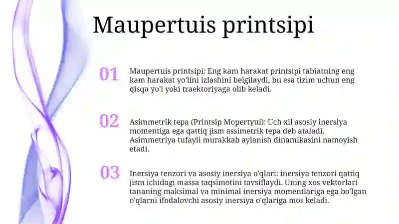 Asimmetrik tepa (Printsip Mopertyui) 2
