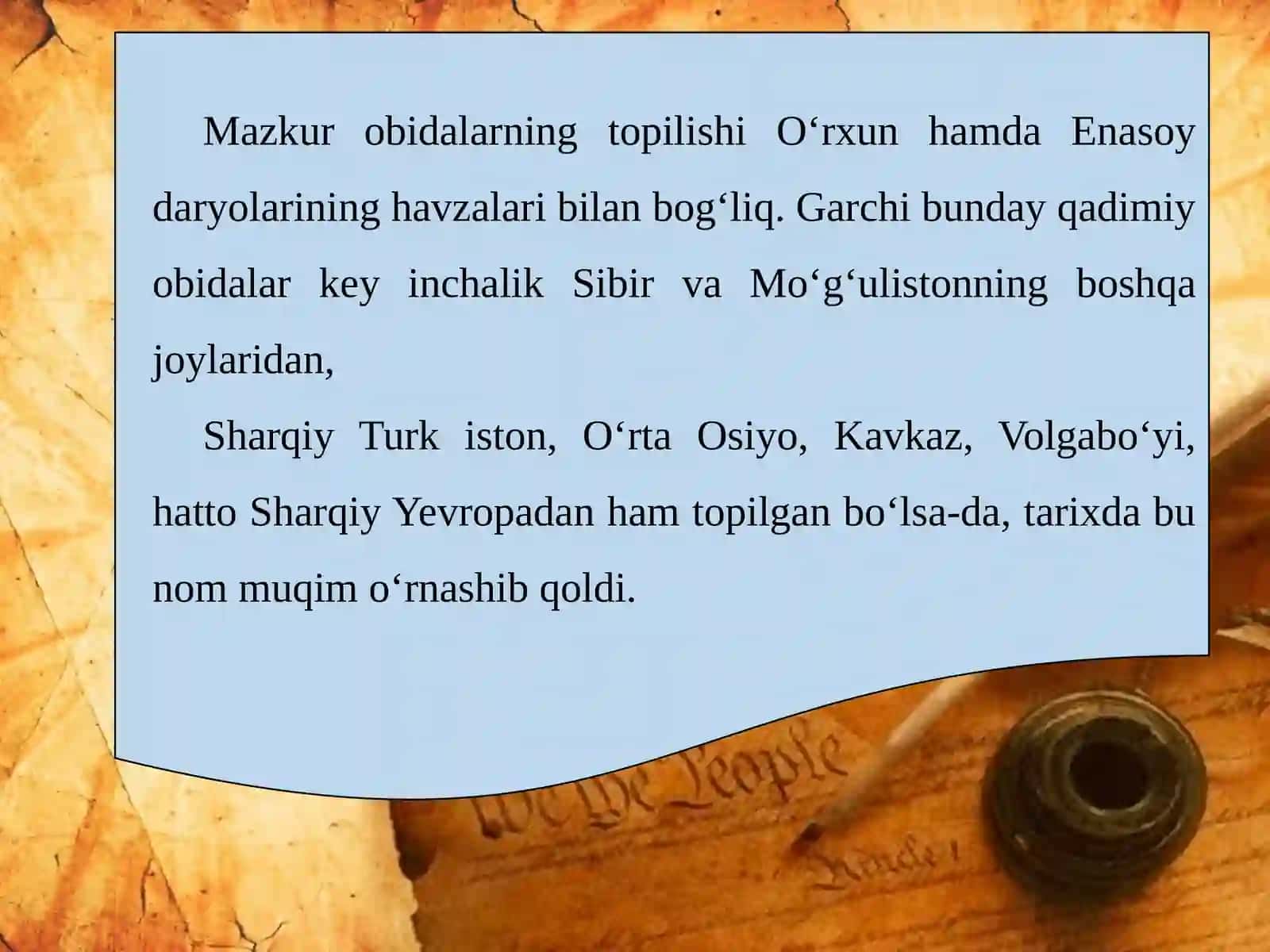 10-sinf Adabiyot fanidan O'rxun-Enasoy obidalari dars taqdimoti 2