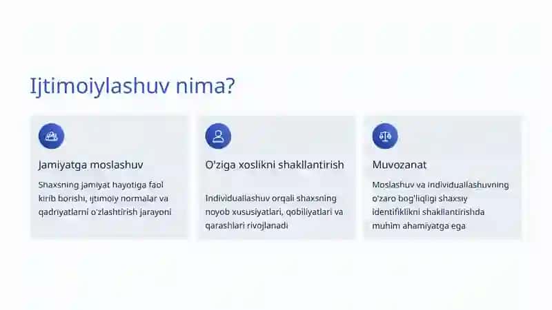 Shaxsda Ijtimoiylashuv Jarayoni: Hayotiy Moslashuv va Individuallashuv 2
