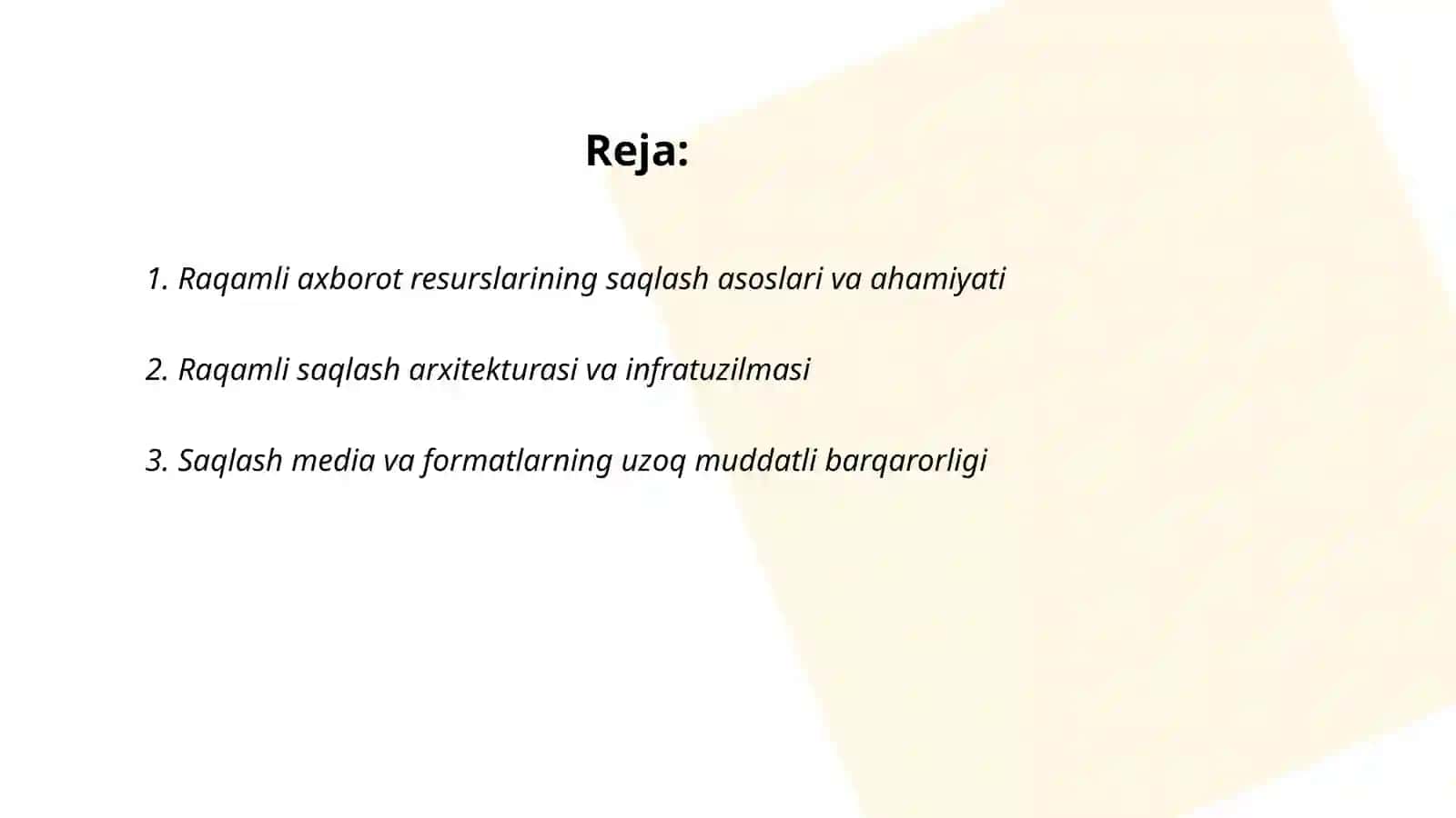 Raqamli axborot resurslarining saqlanishi 2