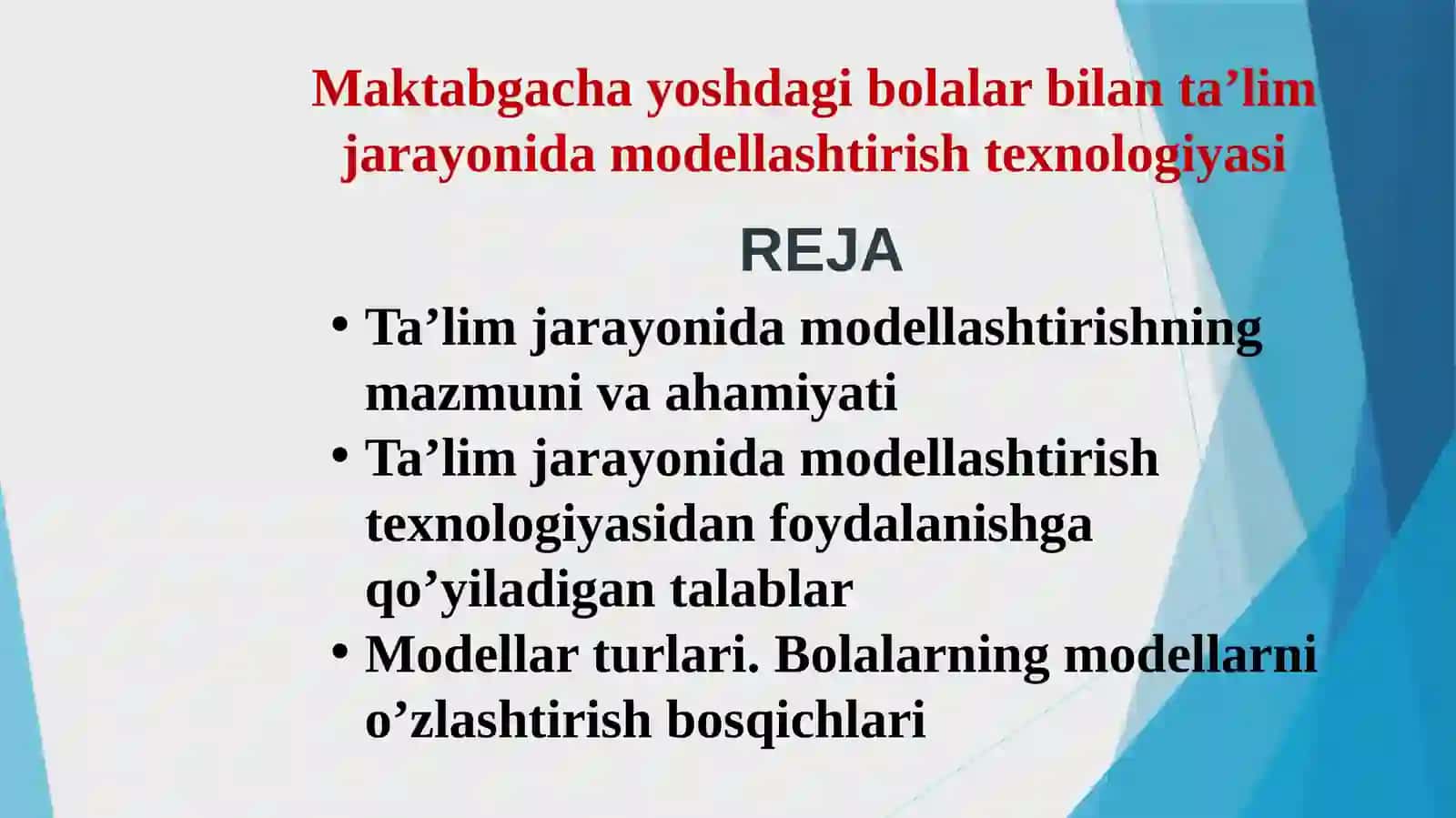 Maktabgacha ta’limda modellashtirish texnologiyalari 2