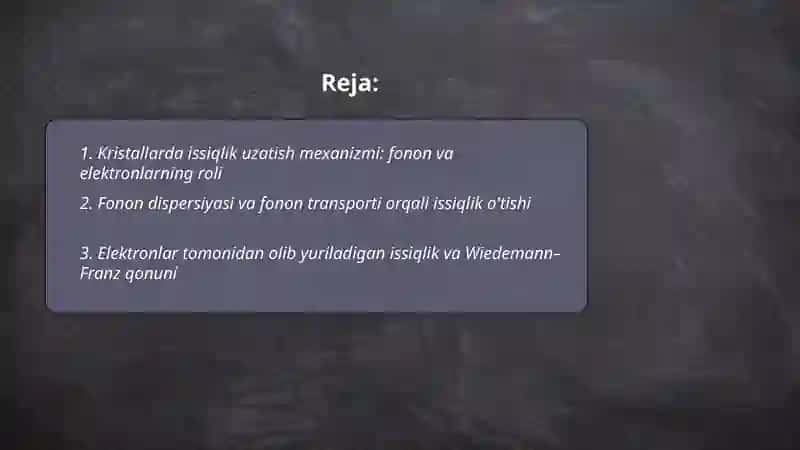 Kristallar issiqlik utkazuvchanligining mexanizimi 2