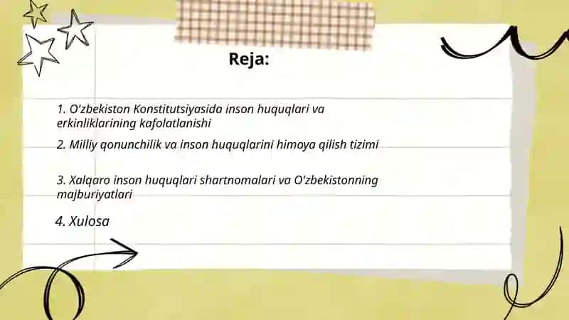 O'zbekistonda inson huquqlari va erkinliklari kafolatining yaratilishi 2