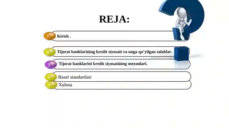 Tijorat banklarida kredit riski mazmuni baholash va ularni boshqarish usullari. 2