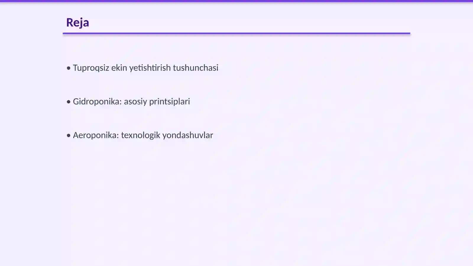 Tuproqsiz ekin yetishtirish 2