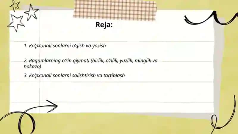 Ko‘pxonali sonlar ustida ishlash 2