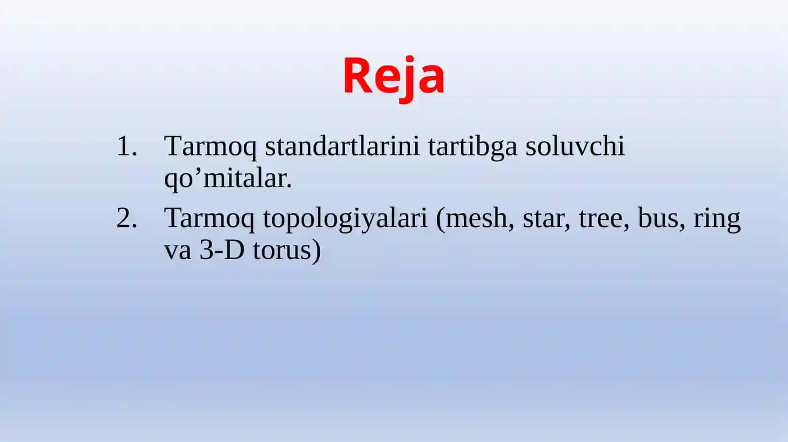 Tarmoq standartlarini tartibga soluvchi qo’mitalar 2