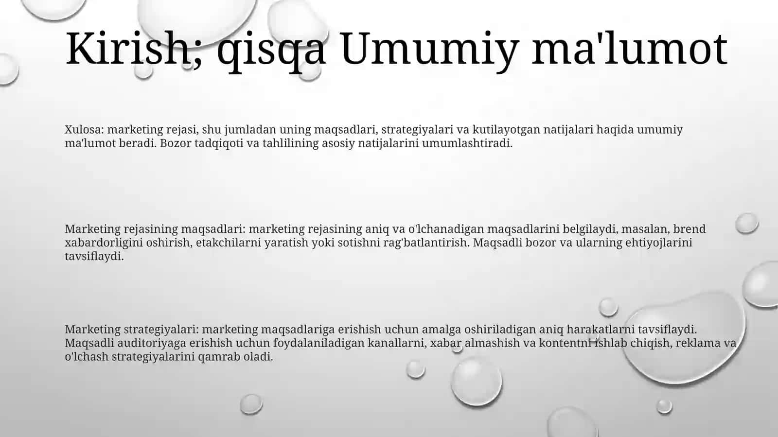 Biznes Rejaning Marketing Bo‘Limi 2