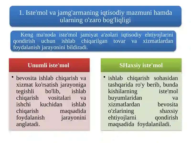 Iste’mol va jamg’armaning iqtisodiy mazmuni 2