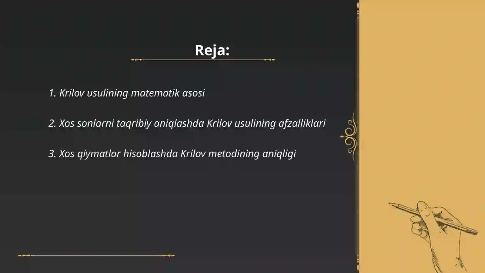 Krilov usulining matematik asosi 2