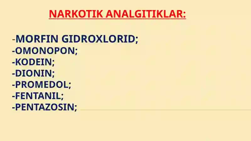 Analgetiklar. Narkomaniya va uning asoratlari 2