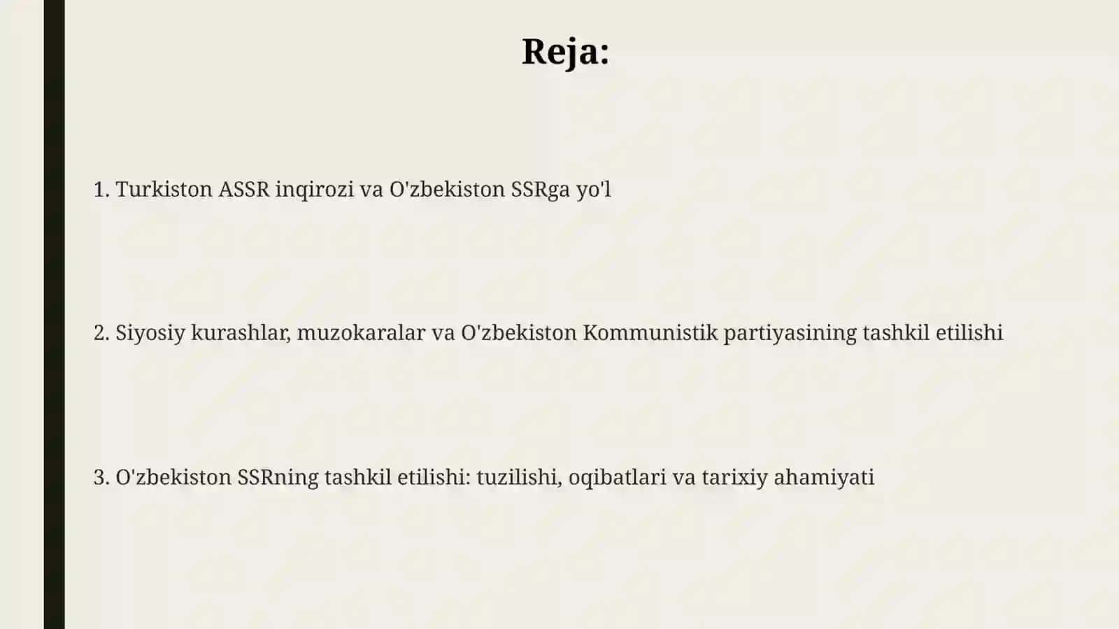 O'zbekiston SSRning tashkil etilishining tarixiy sharoitlari va Turkiston ASSRning inqirozi 2
