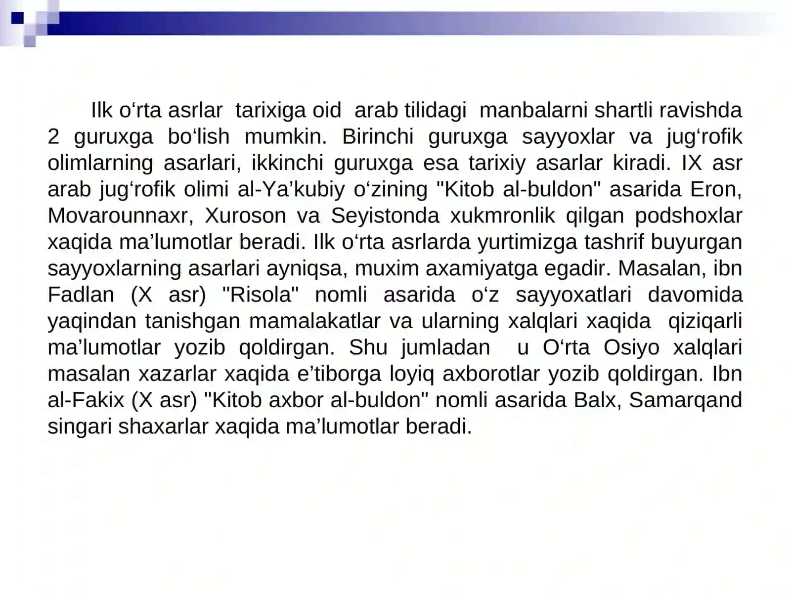 ARAB YOZUVIDAGI(ARAB, FORS TURKIY TILLARDAGI MANBALAR) 2
