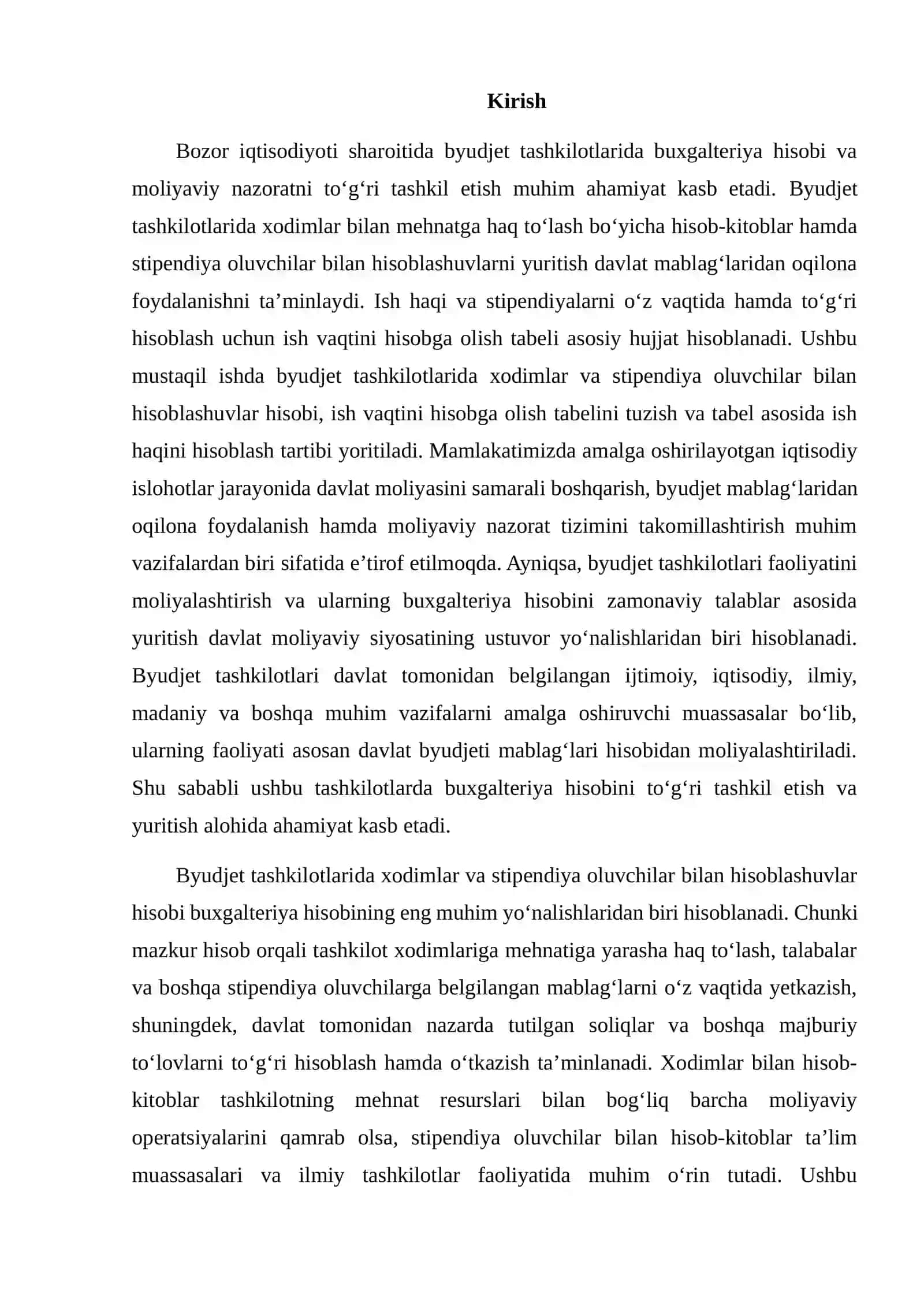 Byudjet tashkilotlarida xodimlar va stipendiya oluvchilar bilan hisoblashuvlar hisobi 2