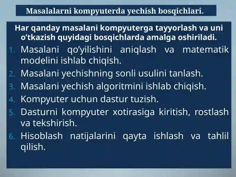 Algoritmlashtirish va dasturlash asoslari 2
