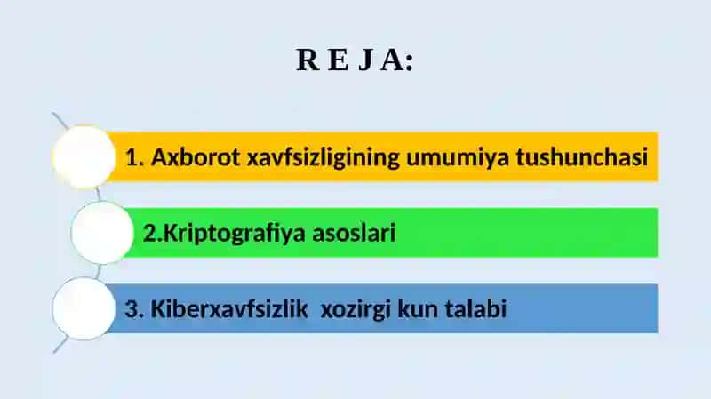 Axborot xavfsizligini ta’minlash usullari. 2
