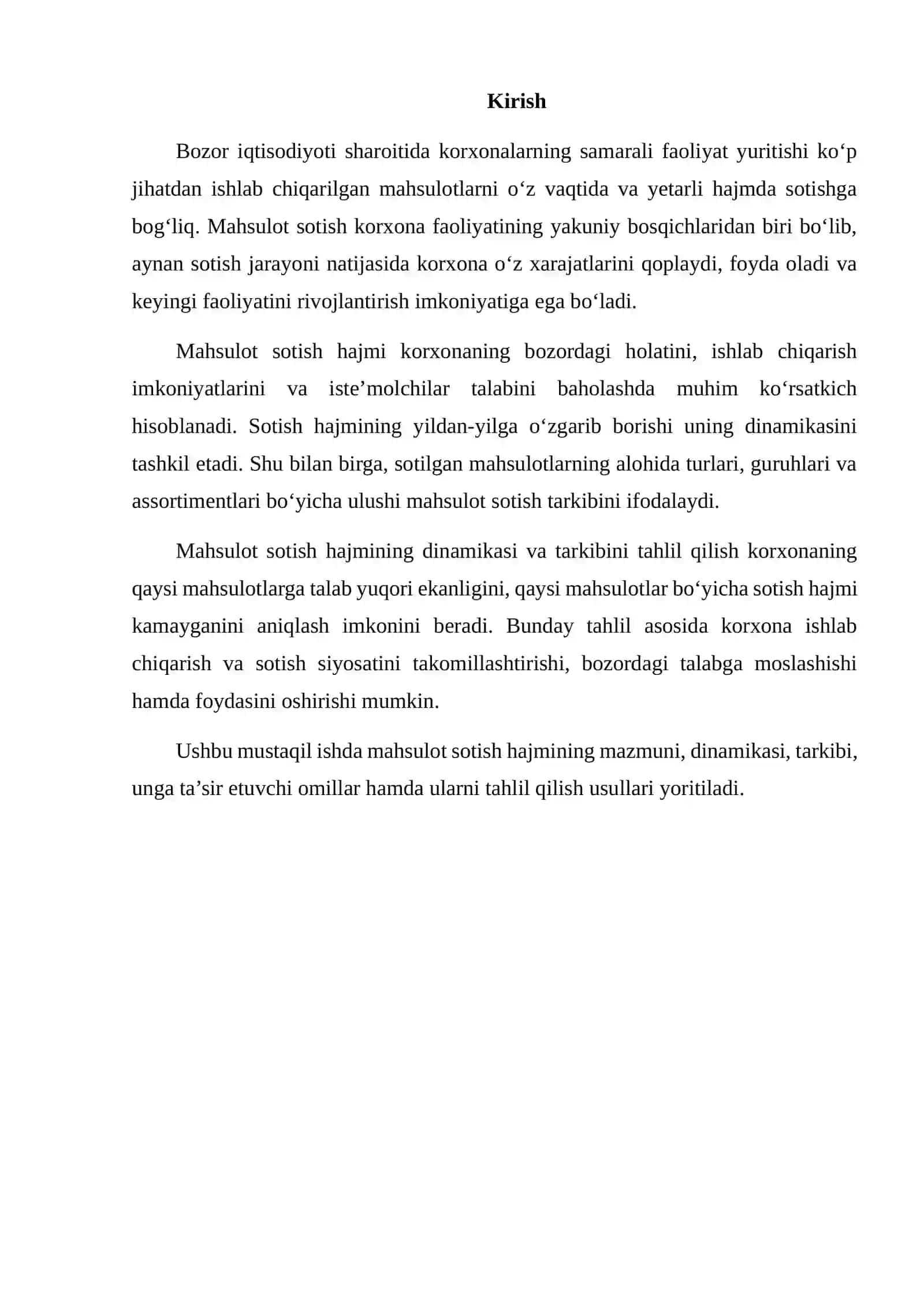 MAHSULOT SOTISH HAJMINING DINAMIKASI VA TARKIBI 2