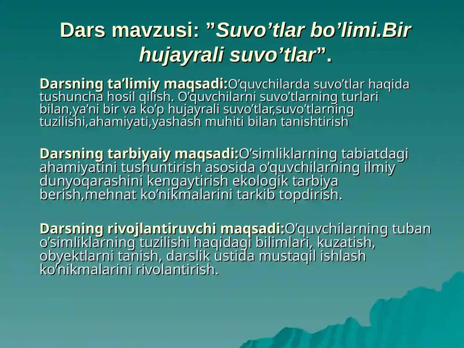 Bir soatlik Dars ishlanmasi 2