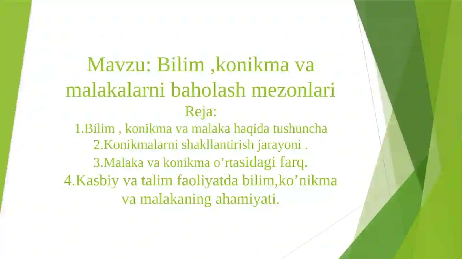 Bilim ,konikma va malakalarni baholash mezonlari 2
