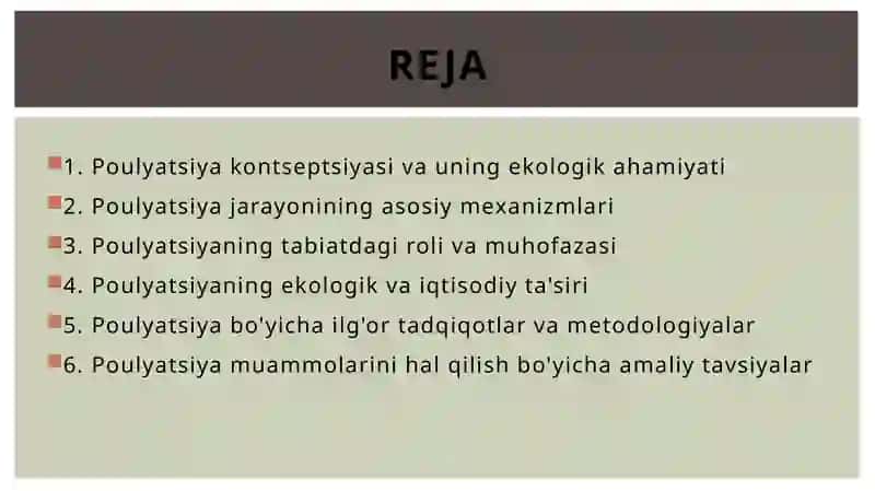 Poulyatsiya haqida talimot 2