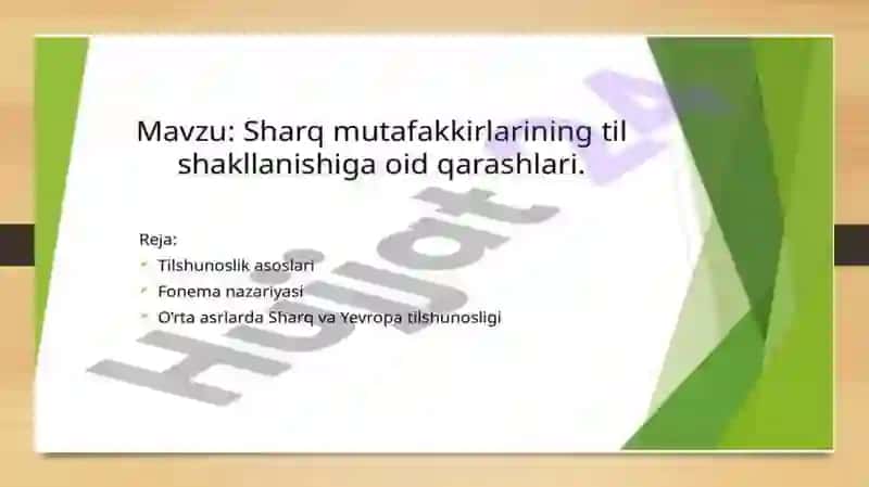 Sharq mutafakkirlarining til shakllanishiga oid qarashlari. 2