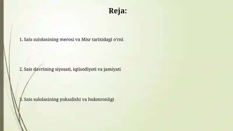 Sais sulolasi va Misr tarixi 2